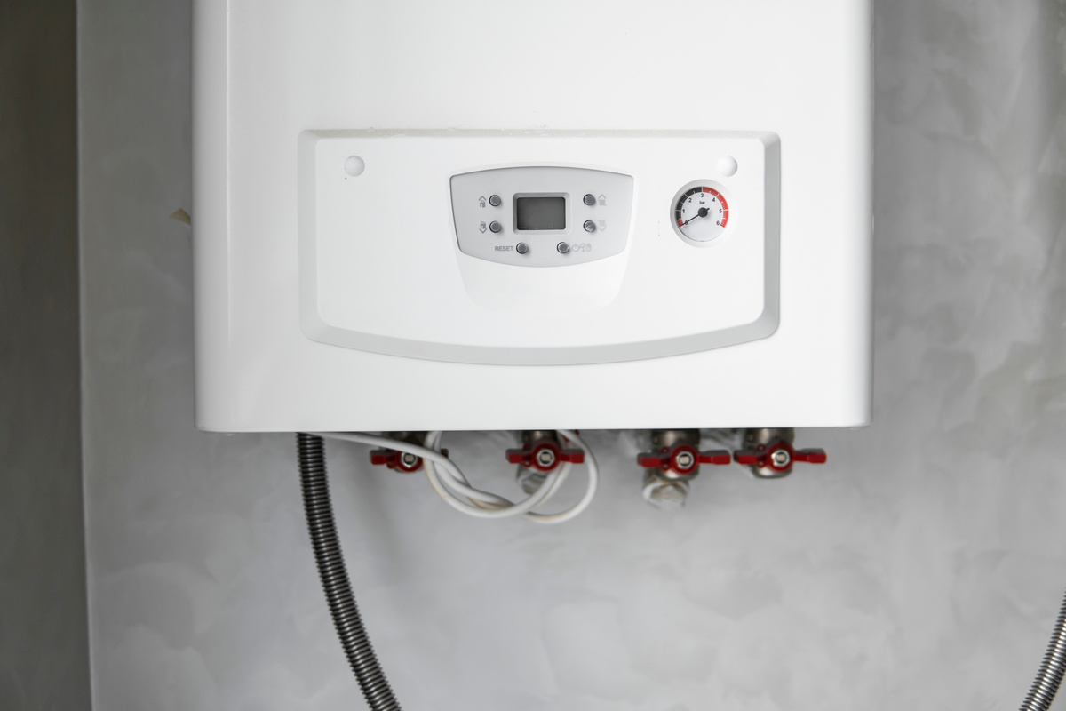 tankless water heater installation closeup of tankless water heater