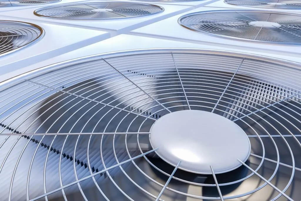 Close up view on HVAC units (heating, ventilation and air conditioning)