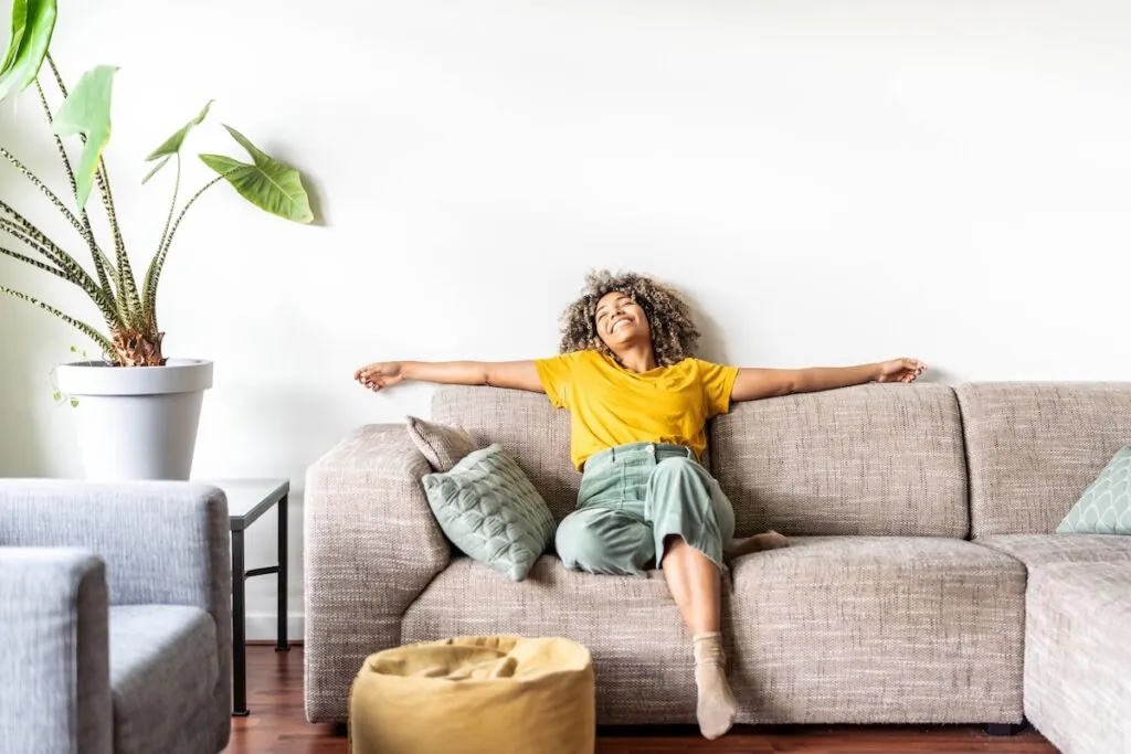 woman relaxing on the sofa at home