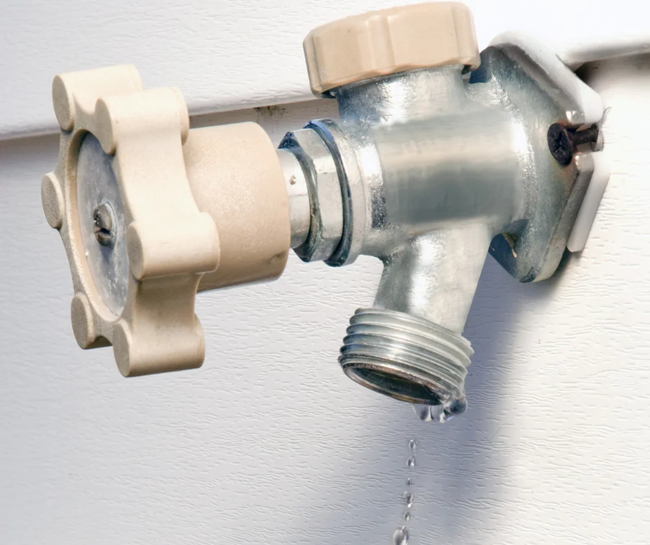 Fall plumbing tips—shut off and drain outdoor faucets before freezing temps.
