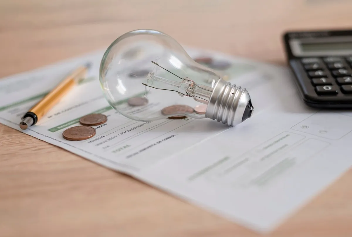 Electricity bill with light bulb,