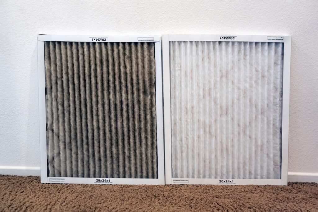 A comparison of clean and heater dirty air conditioning filters