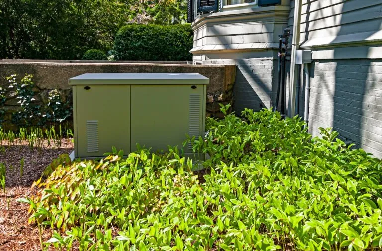Residential standby generator on a pad