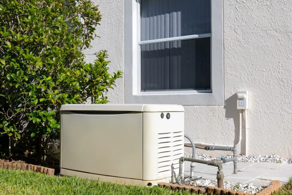 Home electric power generator on the side of house for use of emergency power outage