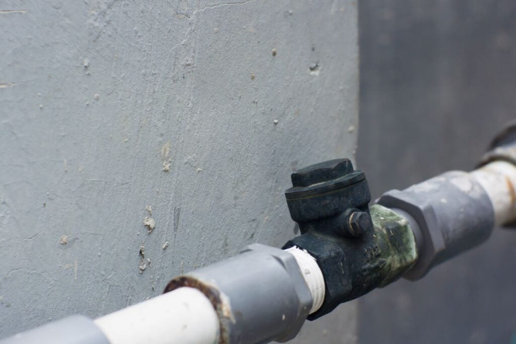 Swing check valve on pipe is installed