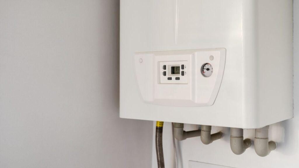 White modern gas water heater